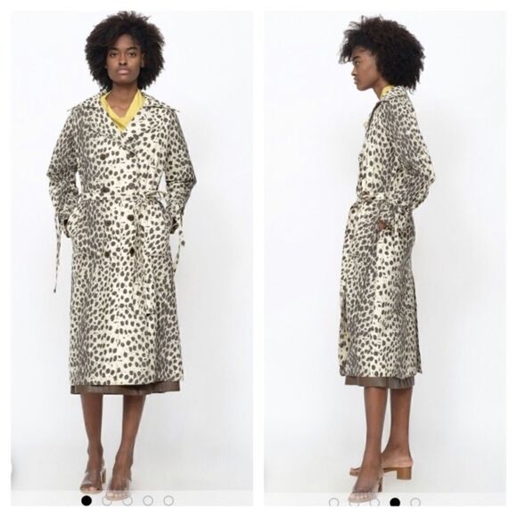 Sea NY Leo Animal Print Trench coat small RARE - Picture 1 of 13
